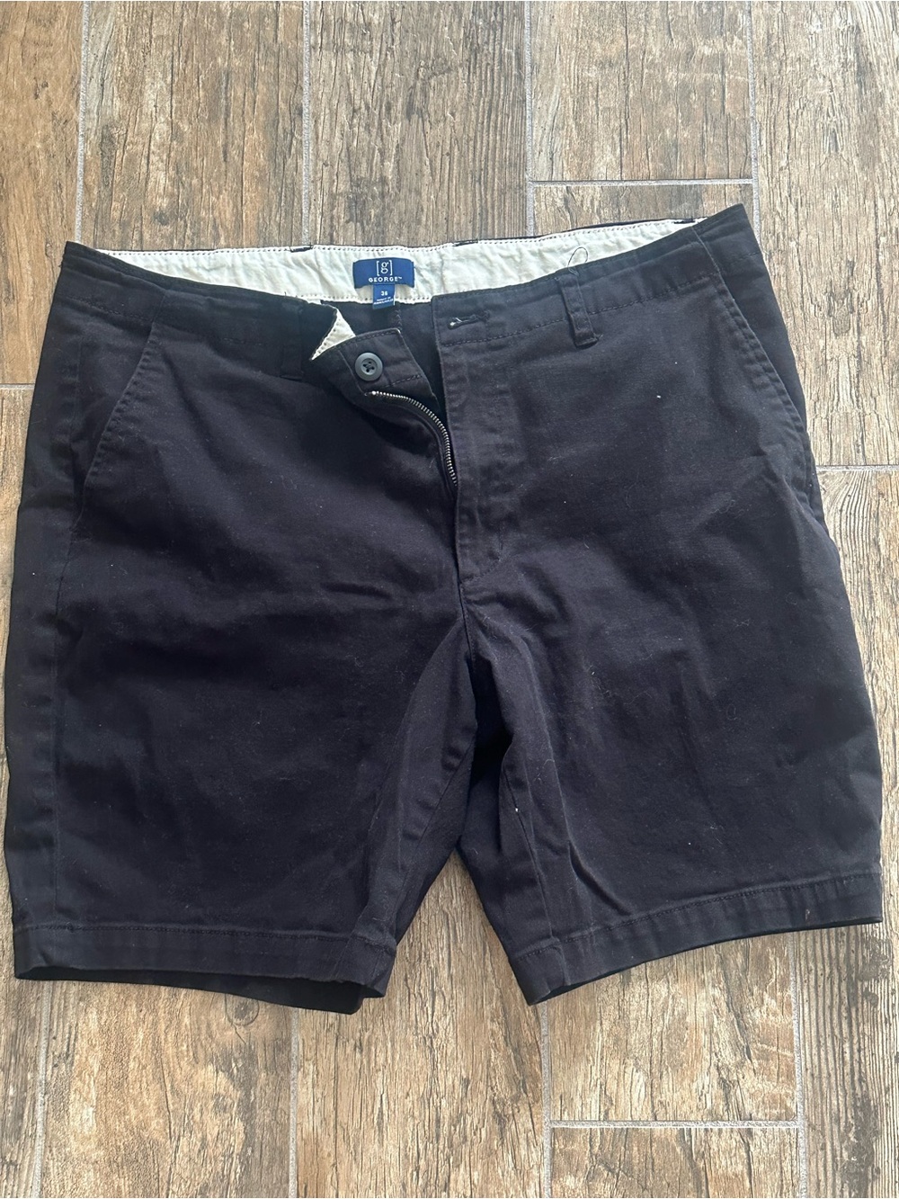 George Men's Black Flat-Front Casual Shorts
